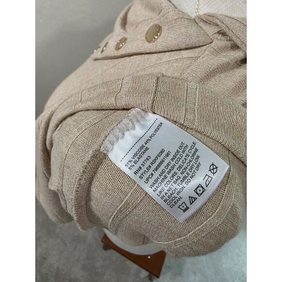 Rafaella Beige Ribbed Long-Sleeve Sweater With Button Accent Cowl Neckline Women - Picture 7 of 7